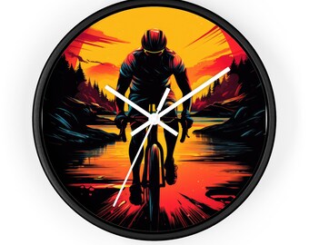 Cycling Wall Clock, Bike Enthusiast Gift, Bicycle Night Light Decor, Unique Cycling Lover Present, Sports Clock
