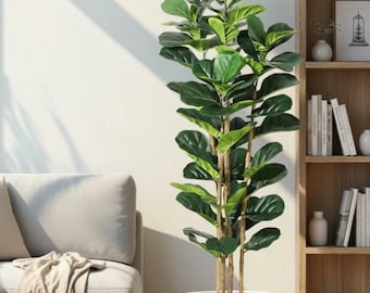Artificial Fiddle Leaf Fig Tree – Faux Potted Green Plant Home Decor