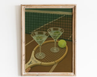 Tennis Martini Poster – Retro Sport Cocktail Wall Art Print