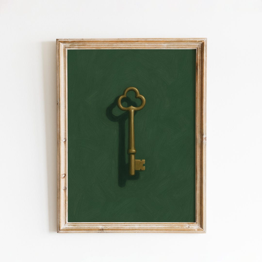 Golden Key Poster – Minimal Vintage Wall Art - Etsy