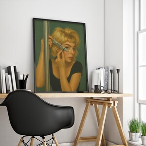 Surreal Knife Portrait Poster – Dark Feminine Gothic Art Print for Edgy Wall Decor image 4