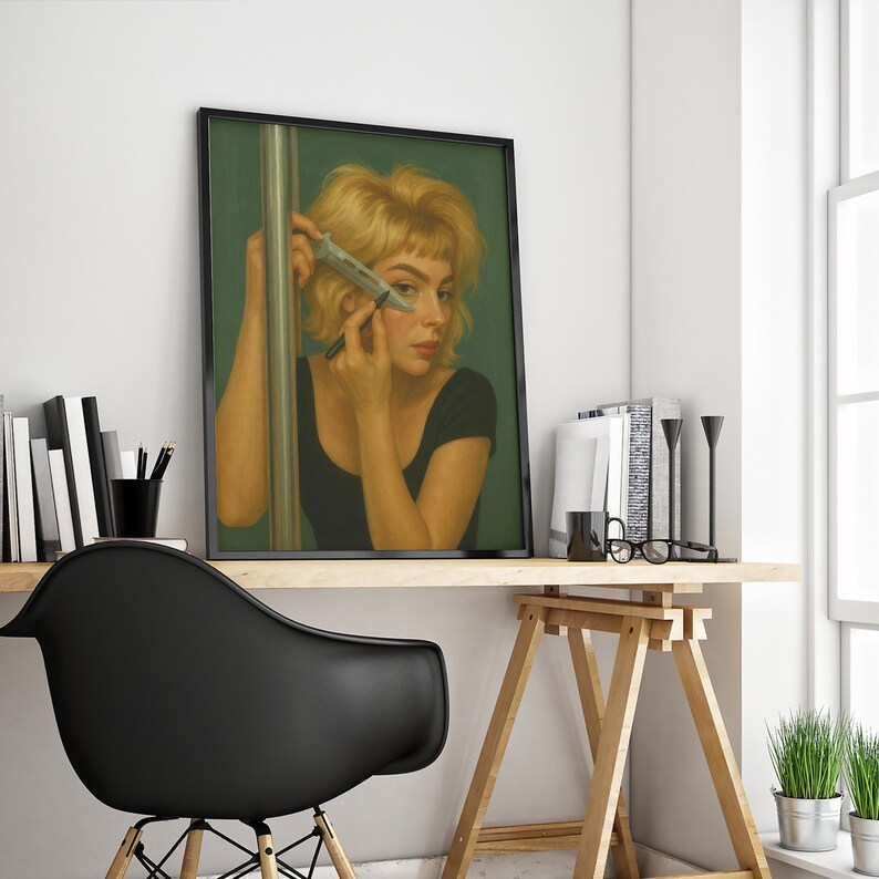 Surreal Knife Portrait Poster – Dark Feminine Gothic Art Print for Edgy Wall Decor image 4