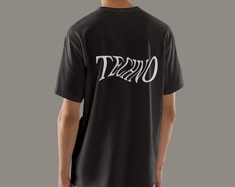 Camiseta Techno – Ropa de Club Rave EDM, Estampado Minimalista en la Espalda, Camiseta de Festival, Camiseta de Música House