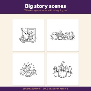 Halloween-Malbuch für Kinder von 4-8 Jahren, 44 druckbare, farbenfrohe und einfache Seiten Bild 9