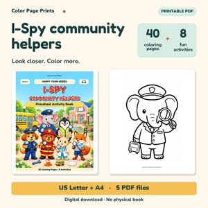I-Spy Community Helpers Coloring & Activity Book, Ages 3–5, Printable PDF image 1