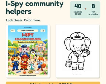 I-Spy Community Helpers Coloring & Activity Book, Ages 3–5, Printable PDF