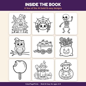 Halloween-Malbuch für Kinder von 4-8 Jahren, 44 druckbare, farbenfrohe und einfache Seiten Bild 3