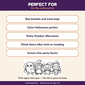 Halloween-Malbuch für Kinder von 4-8 Jahren, 44 druckbare, farbenfrohe und einfache Seiten Bild 14