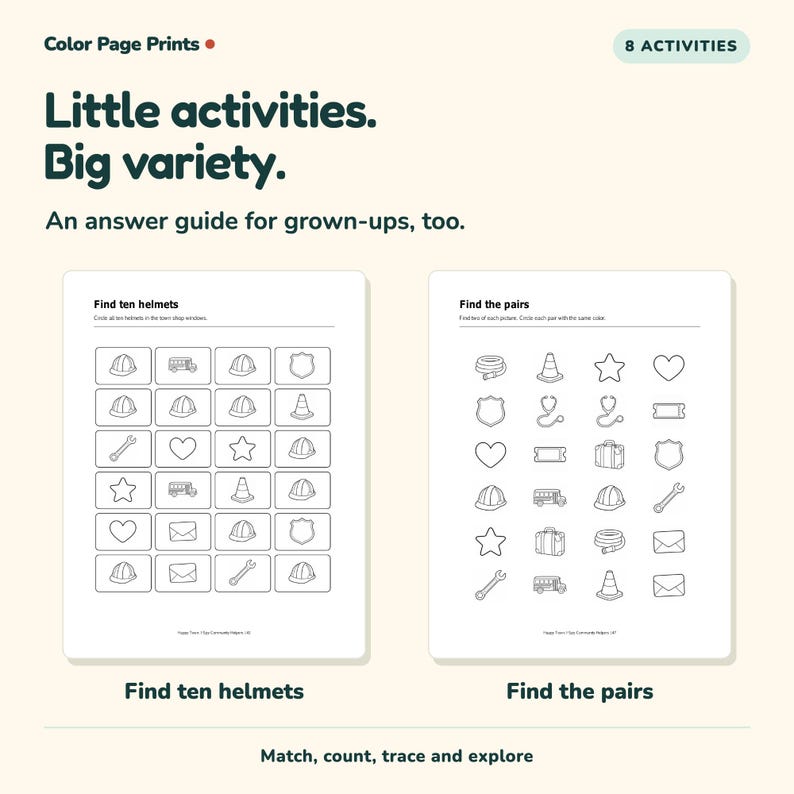 I-Spy Community Helpers Coloring & Activity Book, Ages 3–5, Printable PDF image 4