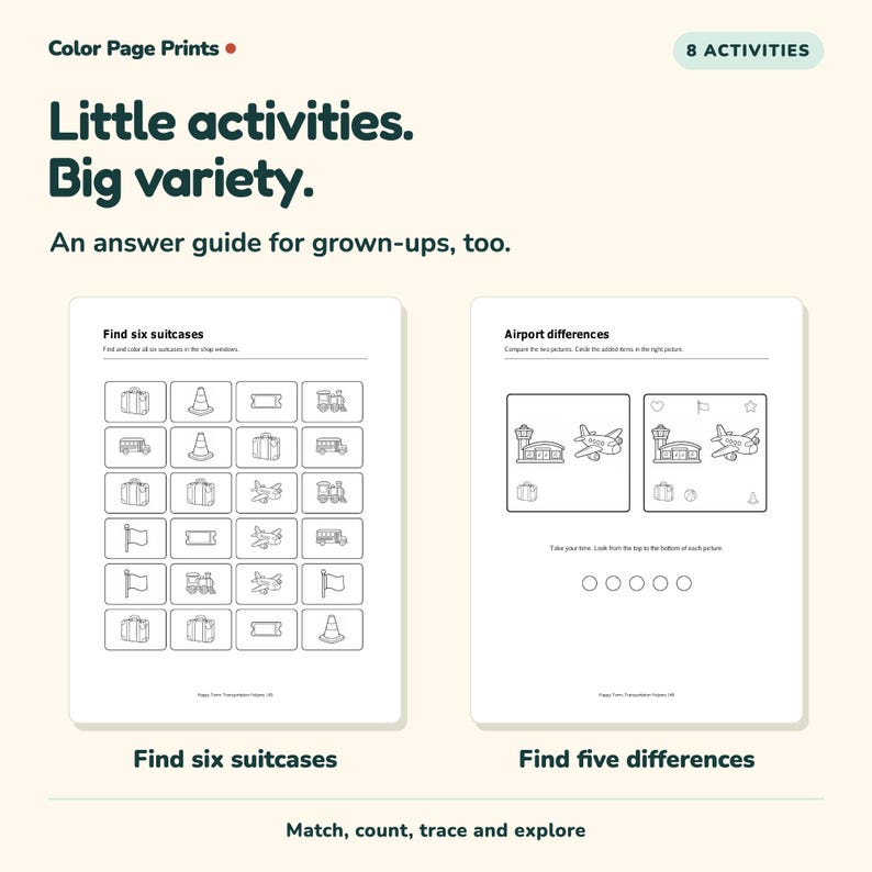 Transportation Helpers Coloring & Activity Book, Ages 3–5, Printable PDF image 4