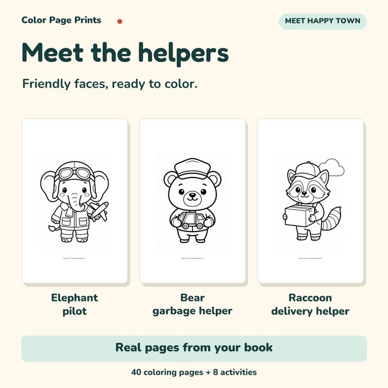 Transportation Helpers Coloring & Activity Book, Ages 3–5, Printable PDF image 2