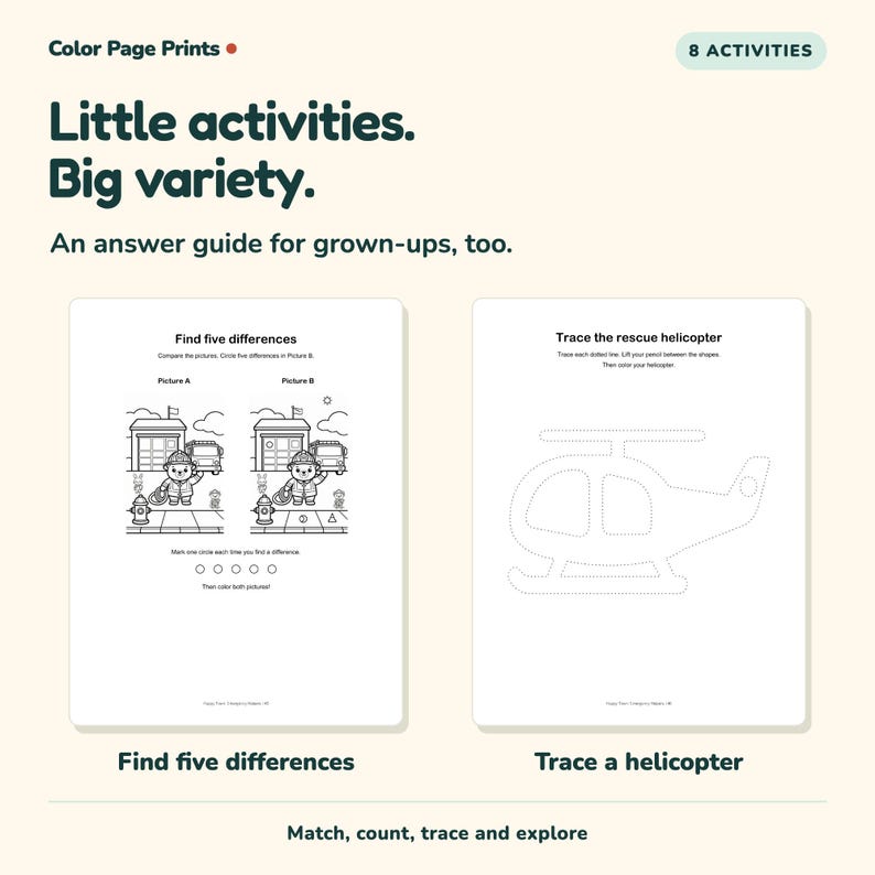 Emergency Helpers Coloring & Activity Book, Ages 3–5, Printable PDF image 4