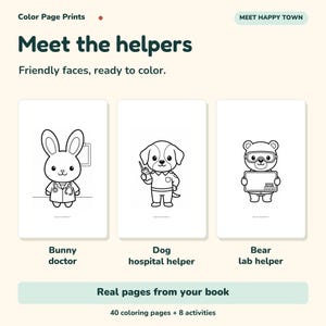 Hospital Helpers Coloring & Activity Book, Ages 3–5, Printable PDF imagen 2