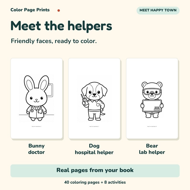 Hospital Helpers Coloring & Activity Book, Ages 3–5, Printable PDF imagen 2