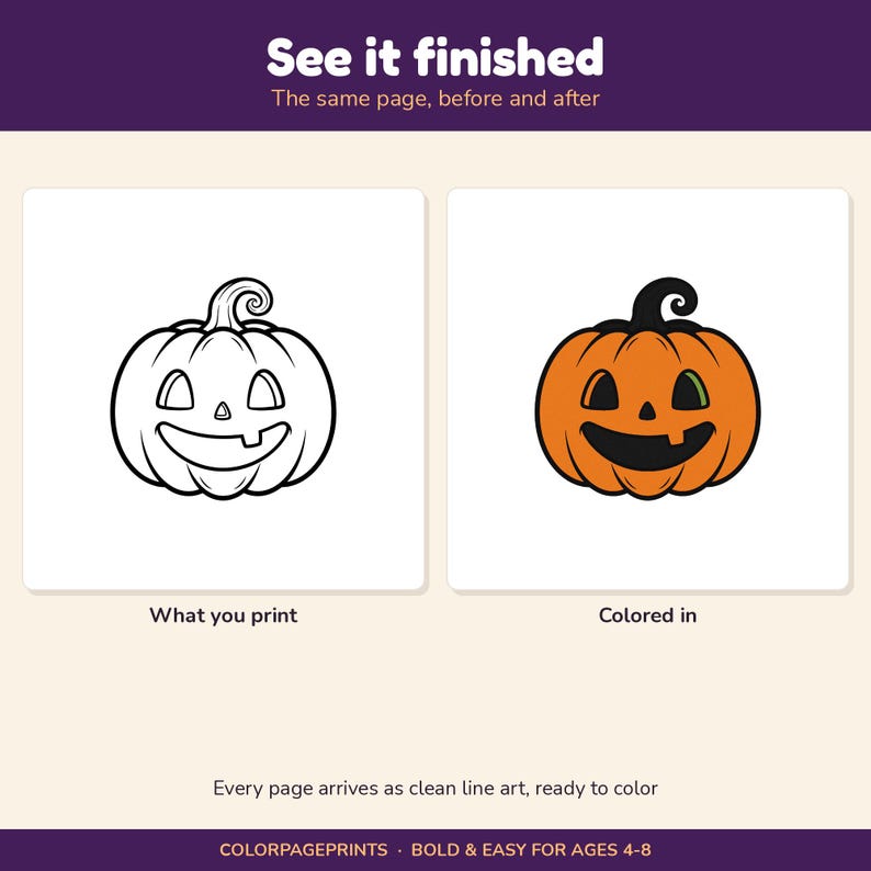 Halloween-Malbuch für Kinder von 4-8 Jahren, 44 druckbare, farbenfrohe und einfache Seiten Bild 5