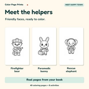 Emergency Helpers Coloring & Activity Book, Ages 3–5, Printable PDF image 2