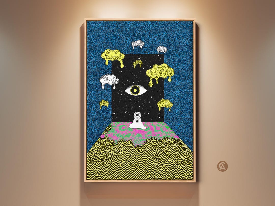 Psychedelic Eye Wall Art Print, Surreal Abstract Canvas Art, Trippy ...