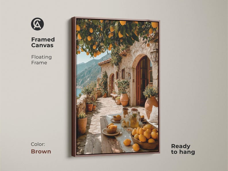Mediterranean Lemon Tree Art Print Coastal Villa Wall Art Italian ...