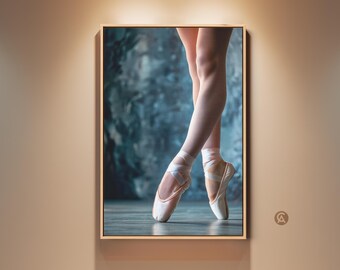 Ballet Dancer Legs Wall Art Print, Minimalist Ballerina Art, Pointe Shoes Canvas Print, Home Decor Gift for Dancers, Bedroom Office Art