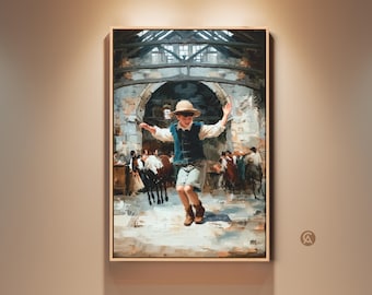 Vintage Boy Jumping Art Print, Impressionist Childhood Scene Wall Art, Traditional Home Decor, Gift for Children's Birthday