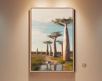 バオバブの木のジクレーアートプリント：アフリカの風景壁掛けアート