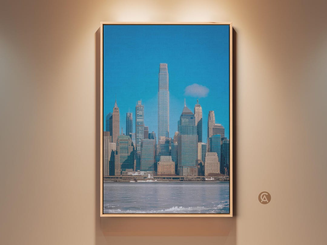 New York City Skyline Canvas Art Print, Modern Office Wall Art, Deep ...