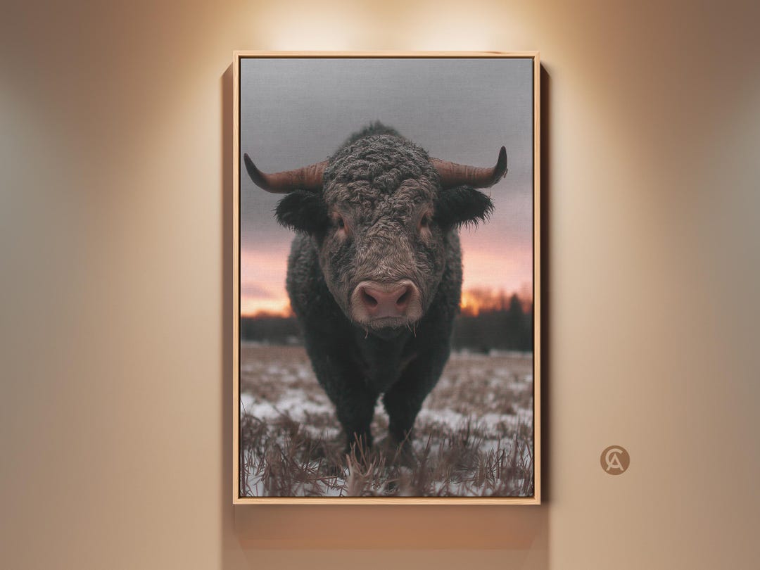 Rustic Bull Rustic Bull Canvas Print, Farmhouse Wall Art, Wildlife Animal Art ...