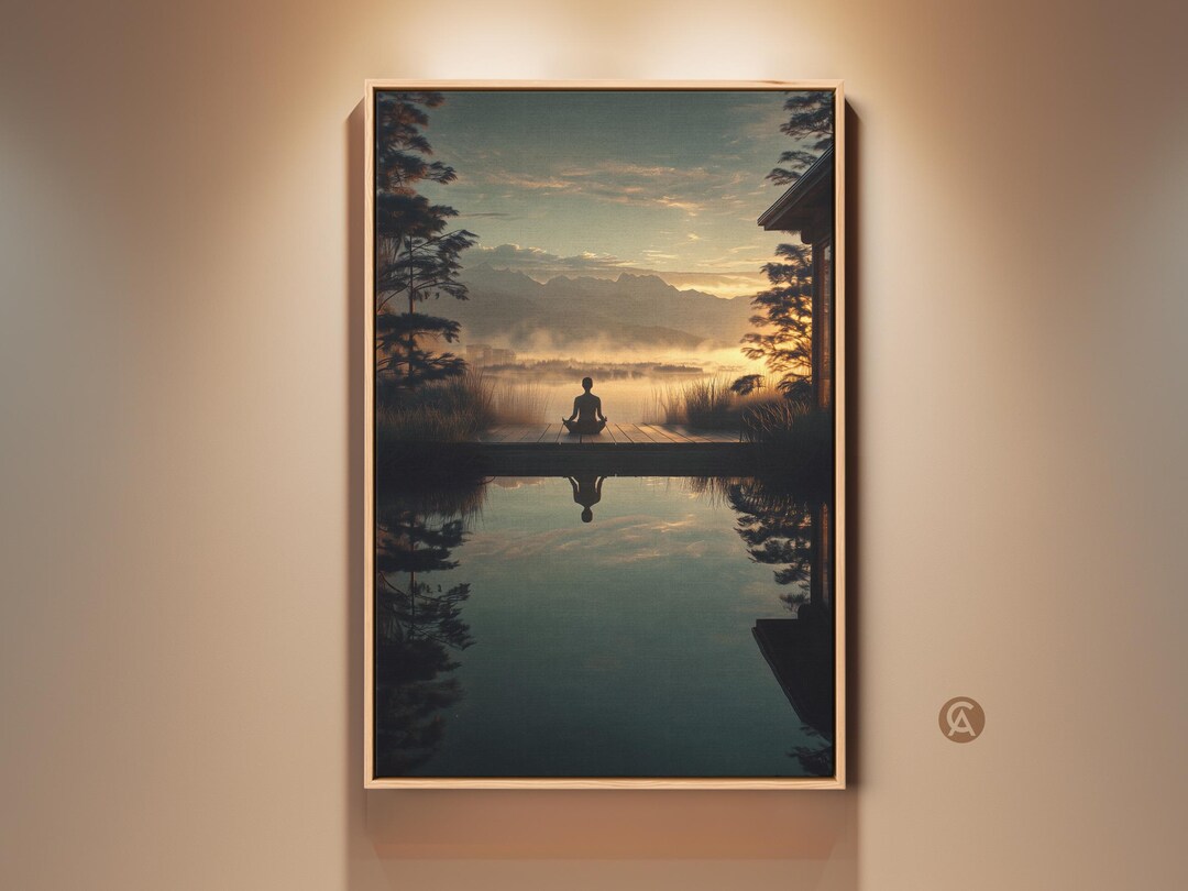 Yoga Pose Wall Art, Zen Meditation Canvas Print, Mountain Landscape ...