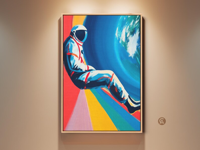 Astronaut Art Print, Retro Futurism Canvas Wall Art, Sci-fi Space ...