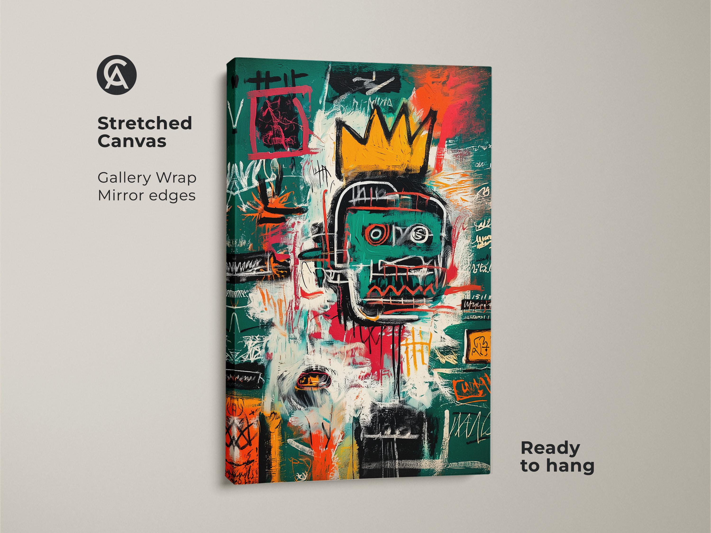Graffiti Crown Art Print, Abstract Neo-expressionism Canvas Wall