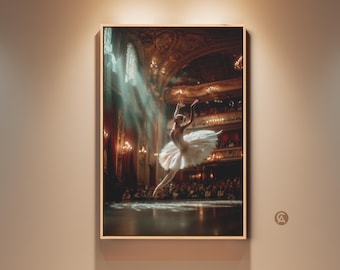 Ballet Dancer Wall Art, Elegant Ballerina Canvas Print, Theatre Performance Artwork, Traditional Home Decor, Gift for Dancers