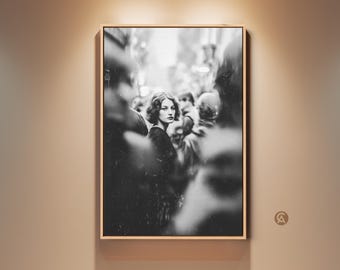 Monochrome Woman Portrait Wall Art, Vintage Style Art Print, Black & White Fashion Artwork, Contemporary Home Decor, Gift for Her