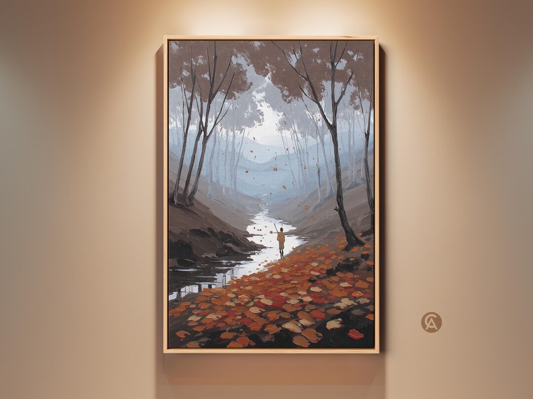 Autumn Forest River Wall Art Print, Impressionist Landscape Canvas Art ...