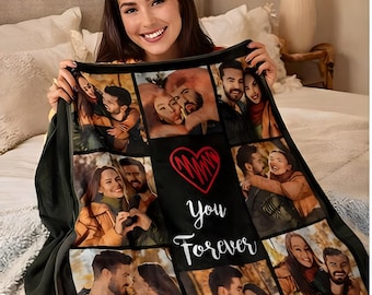 Custom Photo Blanket | Personalized Picture Blanket with Text | Couple & Family Photo Collage | Anniversary Gift for Husband or Boyfriend