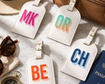 Personalized Leather Luggage Tag | Backpack Name Tag | Bridesmaid Gift | Wedding Favor | Bridal Shower Gift | Bachelorette Party Gift