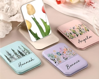 Bridal Shower Favors Square Pocket Mirror, Custom Name Mirror, Bridesmaid Mirror, Bridal Party Gifts, Bachelorette Favor, Wedding Mirror