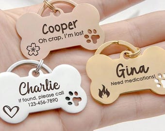 Personalized Dog ID Tag Engraved Pet Name Tag for Collar, Custom Metal Puppy Tag, Pet Safety Gift for Dog Lovers
