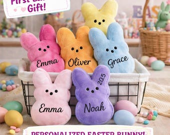Personalized Bunny Plush, First Easter Gift for Kids, Custom Name Soft Cuddle Toy, Easter Basket Filler, Baby Keepsake Gift