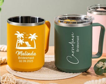 Custom Bridesmaid Tumbler Mug, Stainless Steel Coffee Cup Gift for Bridal Party, Maid of Honor, Bridal Shower, Bachelorette Favor