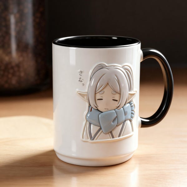 3D Embossed Frieren Anime Mage Mug, Fantasy Coffee Cup, Otaku Gift