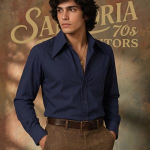SARTORIA 70s Vintage Retro Style Men's Premium Tailored Long Sleeve Shirt | Classic Collared Button-Down | Formal & Casual Heritage Fashion