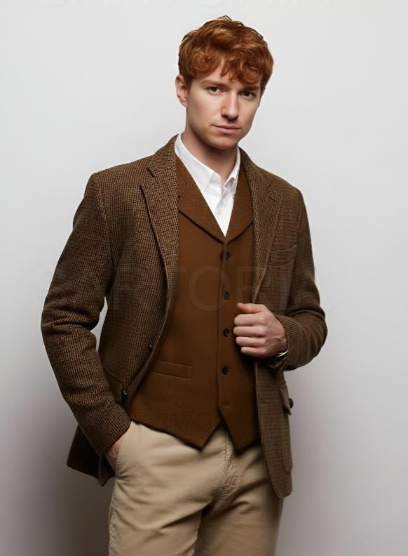 Costume en Tweed Marron Urbain avec T-Shirt