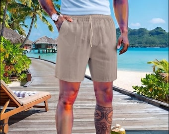 Pantaloncini da vacanza da uomo in lino di alta qualità: leggeri, comodi e dallo stile disinvolto per l'estate.