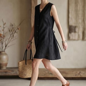 Sleeveless Black Dress Button - Etsy
