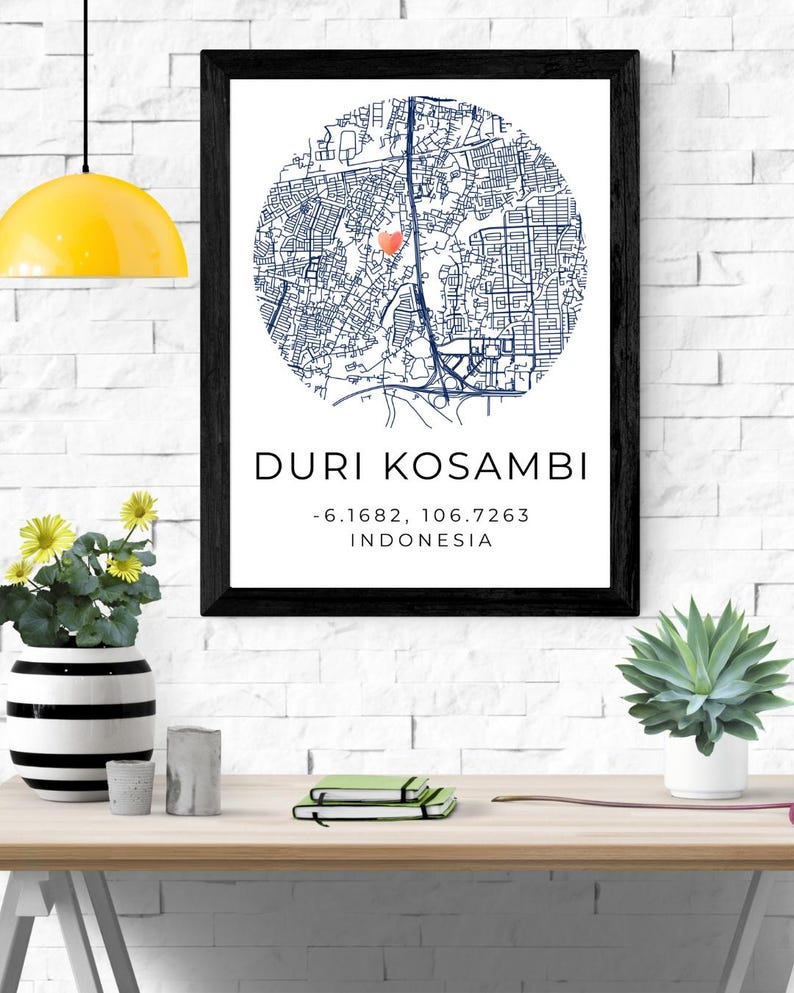 Duri Map Personalized Map Print, Where We Met Map, Custom Coordinates Gift ...
