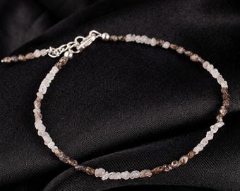 Natural Shaded Diamond Bracelet, Raw Diamond Beaded Jewelry, Ombre Gemstone Bracelet, Dainty Minimalist Luxury Gift for Her