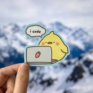 Cute Coding Chick Sticker, I Code Meme Vinyl Sticker, Programmer Laptop Decal, Kawaii Developer Gift, Tech Humor Sticker