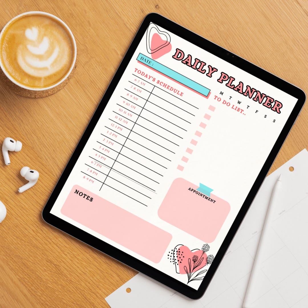 Pastel Daily Planner Printable Template | Time Blocking, To-do List ...