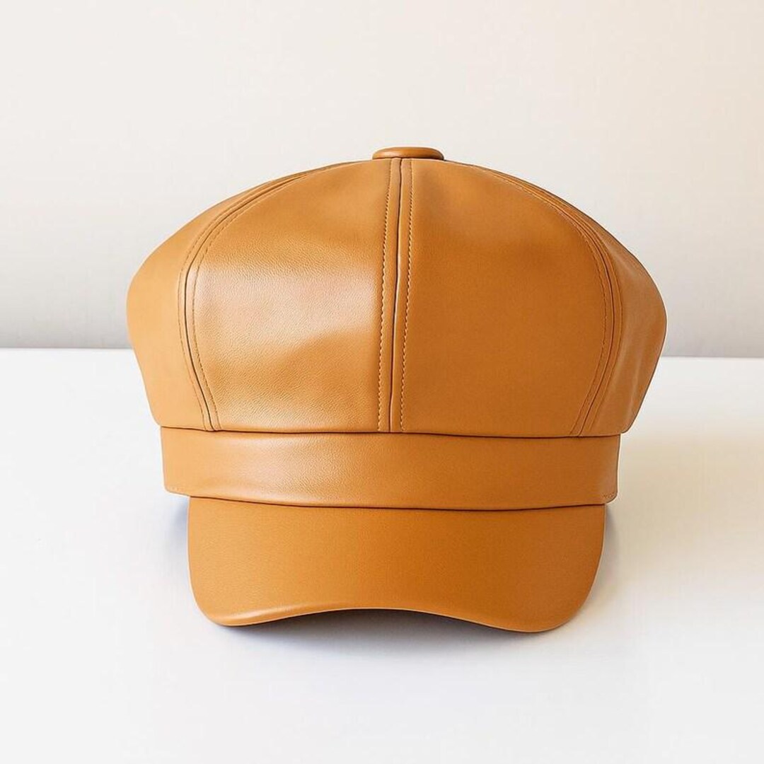 Handmade Men's Tan Leather Cap Soft Rounded Design Fashion Hat for ...