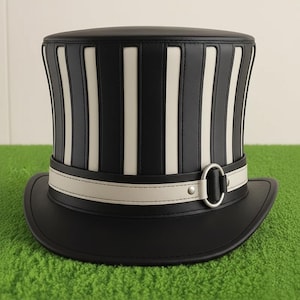 Black White Striped Top Hat - Etsy display picture 2